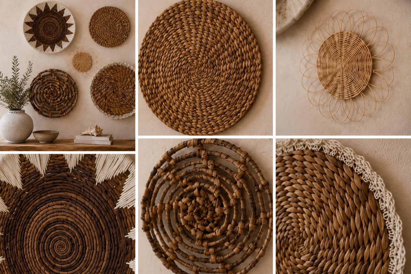 Conjunto de Pratos de Parede em Fibra Natural