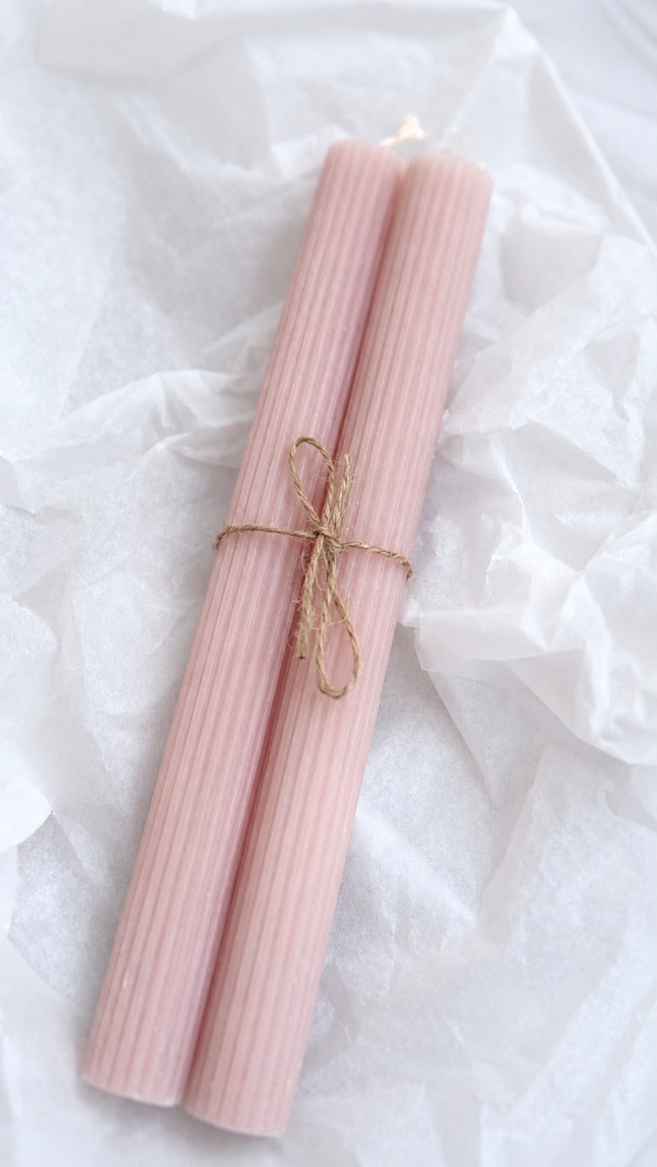 Conjunto de Velas Caneladas Rosa Pó