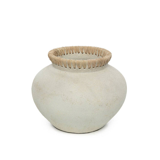 Vaso Decorativo em Terracota Natural com Ráfia