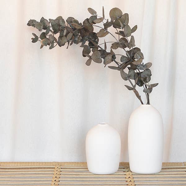 Jarra Decorativa Bio em Cerâmica Branca 19 cm