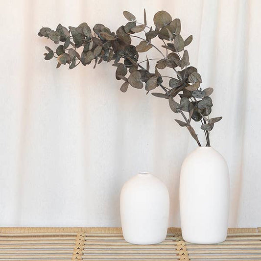 Jarra Decorativa Bio em Cerâmica Branca 19 cm