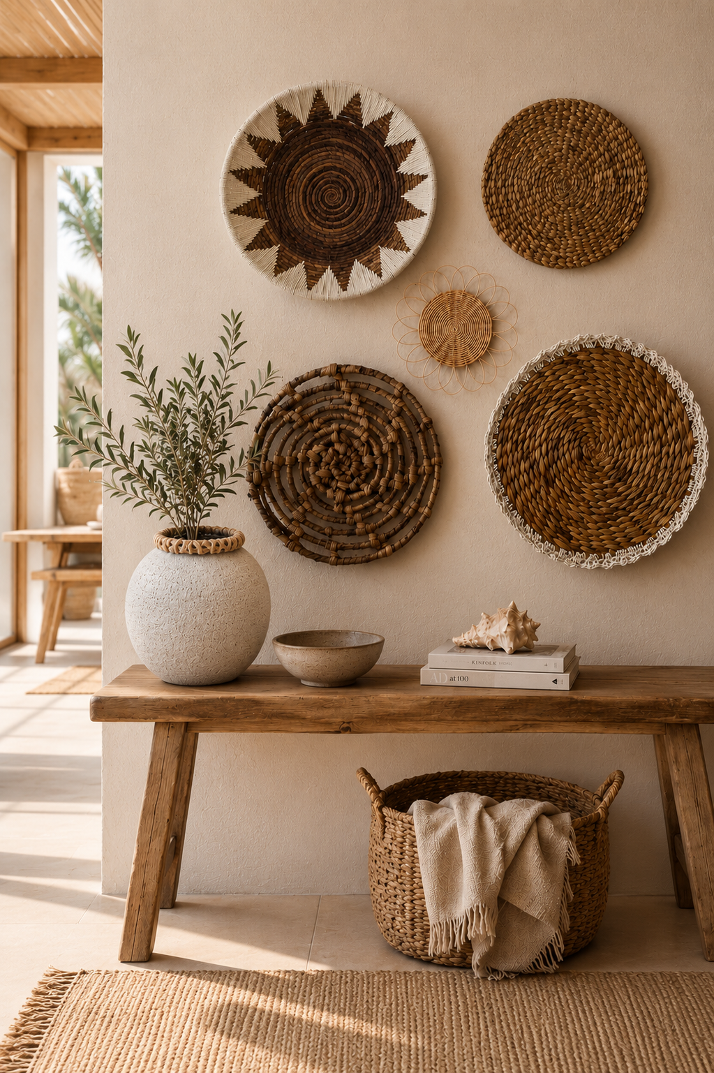 Conjunto de Pratos de Parede em Fibra Natural