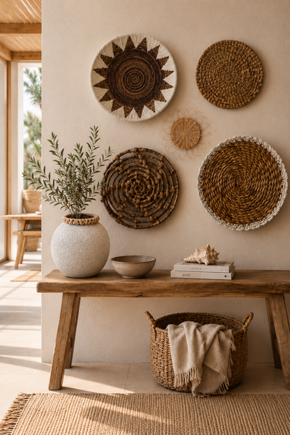 Conjunto de Pratos de Parede em Fibra Natural
