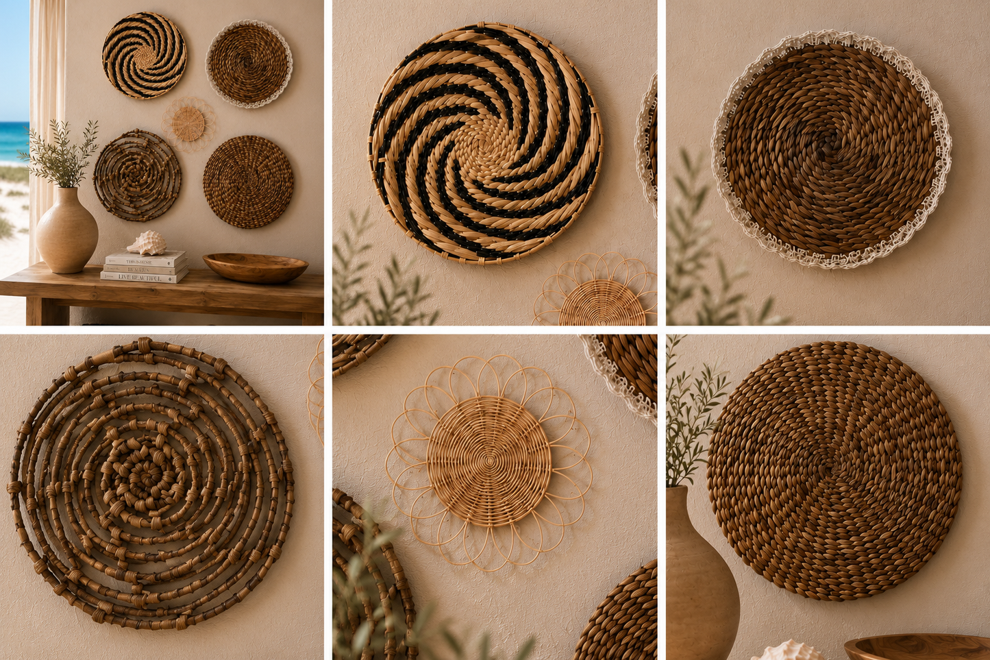 Conjunto de Pratos de Parede em Fibra Natural