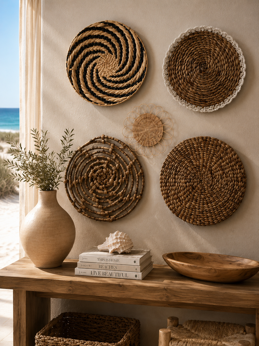 Conjunto de Pratos de Parede em Fibra Natural