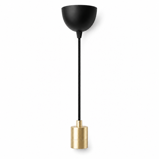 Suspensão de Abajur Preto e Dourado