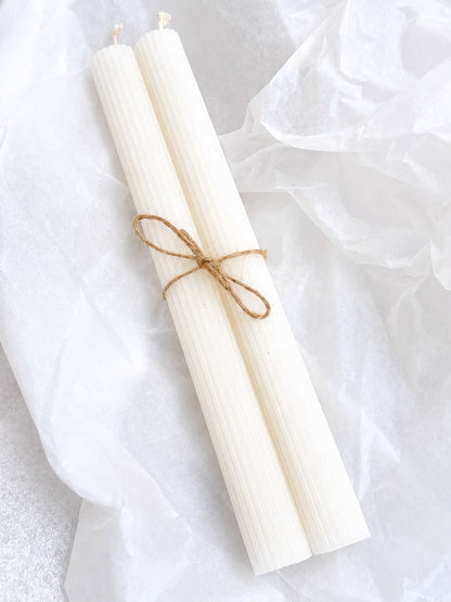 Conjunto de Velas Caneladas Areia