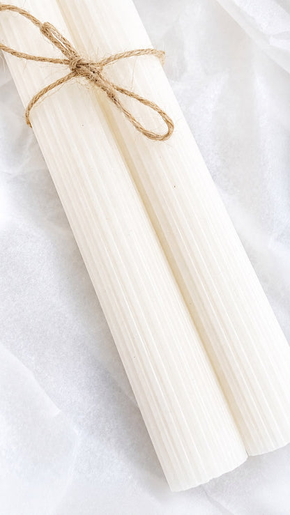 Conjunto de Velas Caneladas Areia