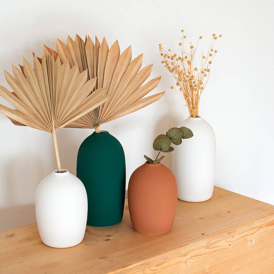 Jarra Decorativa Bio em Cerâmica Branca 19 cm