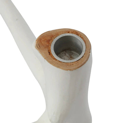 Porta-velas Triplo Galho em Madeira Natural Branco