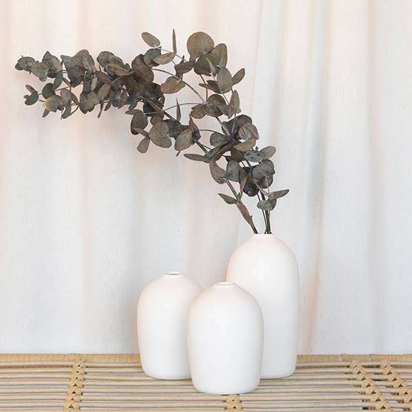 Jarra Decorativa Bio em Cerâmica Branca 19 cm